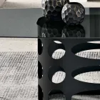 Fixed Table 210x110 cm with Smooth Smoked Glass Top Made in Italy - Tano Viadurini