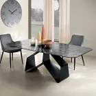 Fixed Table 210x110 cm with Hammered Glass Top and Metal Base - Adriano Viadurini