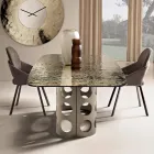 Fixed Table 210x110 cm with Hammered Glass Top Made in Italy - Tano Viadurini