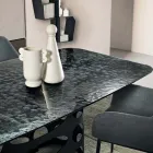 Fixed Table 210x110 cm with Hammered Glass Top Made in Italy - Tano Viadurini