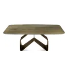 Fixed Table 210x110 cm with Ribbed Glass Top and Metal Base - Adriano Viadurini