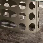 Fixed Table 210x110 cm with Ribbed Glass Top Made in Italy - Tano Viadurini