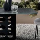 Fixed Table 210x110 cm with Ribbed Glass Top Made in Italy - Tano Viadurini