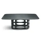 Fixed Table 210x110 cm with Ribbed Glass Top Made in Italy - Tano Viadurini