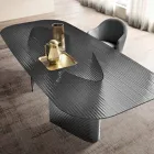 Fixed Table 240x120 cm in Transparent Ribbed Glass Made in Italy - Varo Viadurini