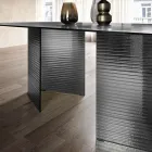 Fixed Table 240x120 cm in Transparent Ribbed Glass Made in Italy - Varo Viadurini