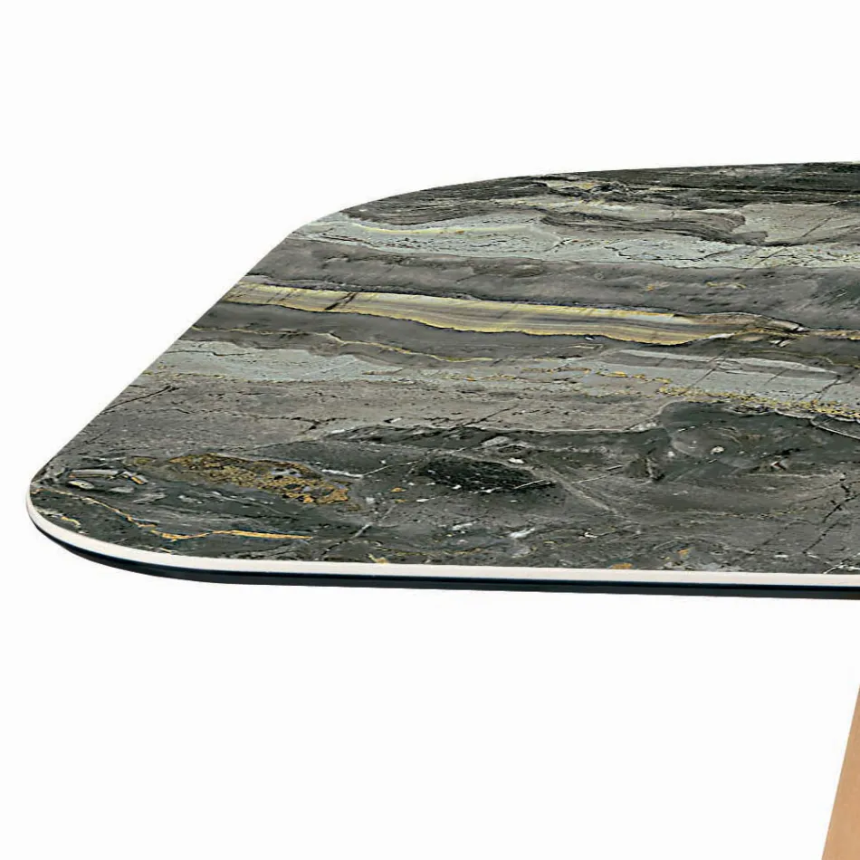 Fixed Barrel-Shaped Table with Canaletto Walnut Ash Base Made in Italy - North Viadurini