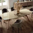 Fixed Barrel-Shaped Table with Canaletto Walnut Ash Base Made in Italy - North Viadurini