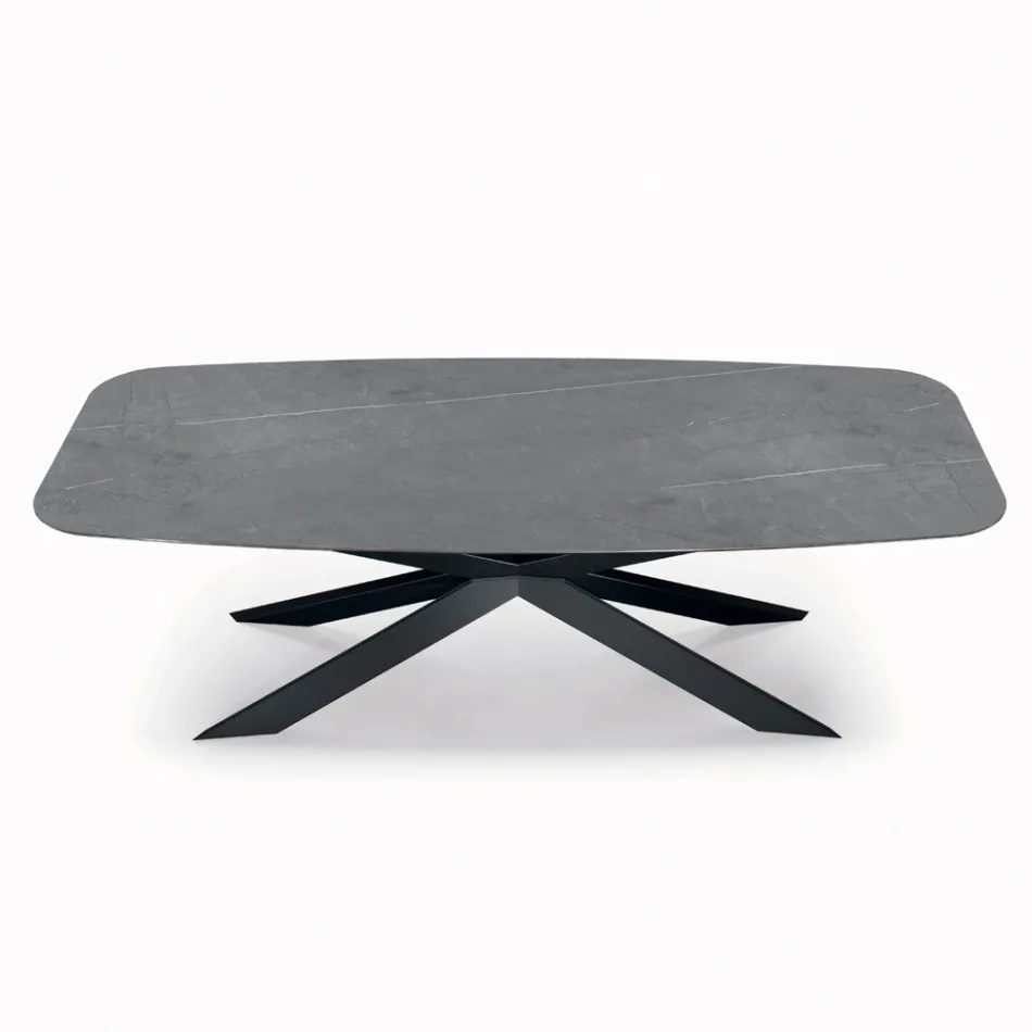 Fixed Barrel-shaped Table with Laminate and Steel Top Made in Italy - Grotta Viadurini