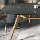 Fixed Barrel-shaped Table in Laminate and Ash Wood Made in Italy - North Viadurini