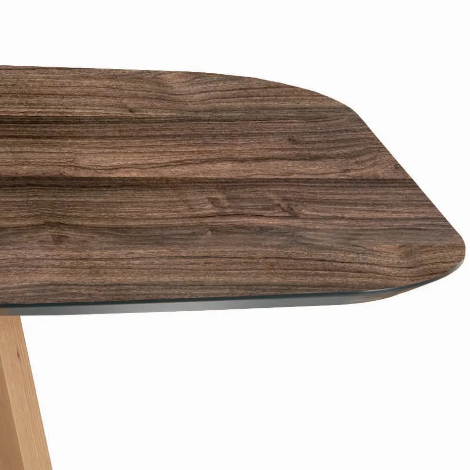 Fixed Barrel-shaped Table in Laminate and Ash Wood Made in Italy - North Viadurini
