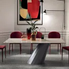 Fixed Table with Steel Base and Ceramic Top Made in Italy - Trousers Viadurini