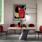 Fixed Table with Steel Base and Ceramic Top Made in Italy - Trousers Viadurini