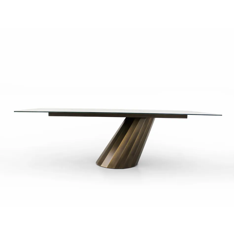 Fixed Table with Steel Base and Ceramic Top Made in Italy - Trousers Viadurini