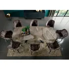 Fixed Table with Barrel-Shaped Top in Ceramic Made in Italy - Settimmio Viadurini