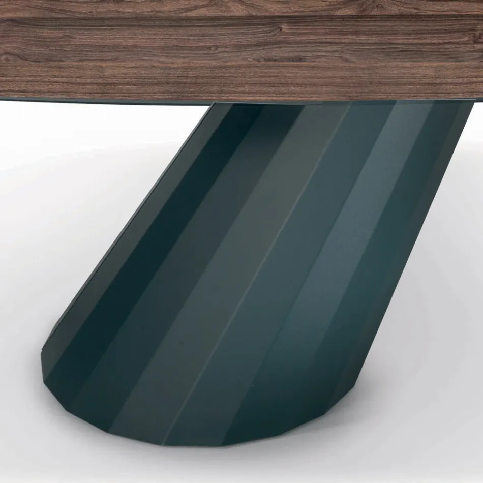 Fixed Table with Barrel-Shaped Laminate Top Made in Italy - Trousers Viadurini