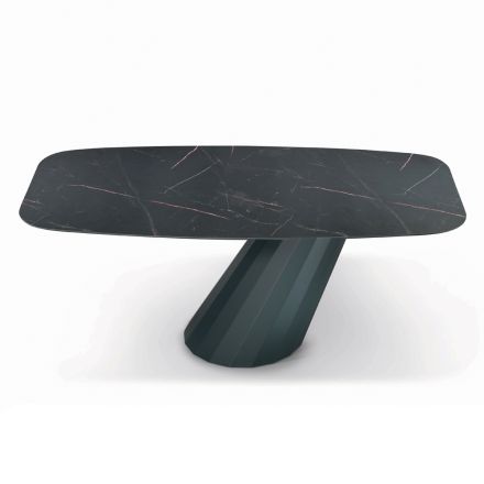 Fixed Table with Barrel-Shaped Laminate Top Made in Italy - Trousers Viadurini