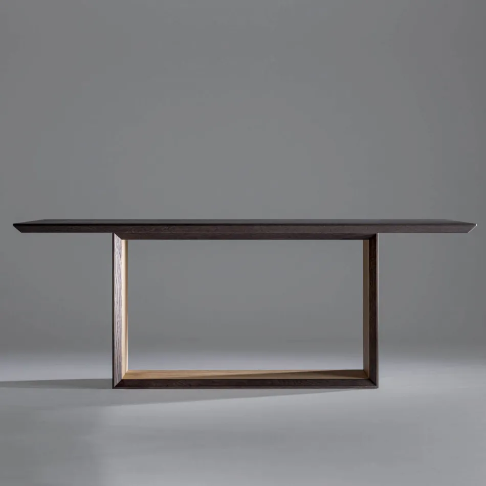 Fixed Table with Bevelled Top and Two-Tone Base Made in Italy - Jadis Viadurini