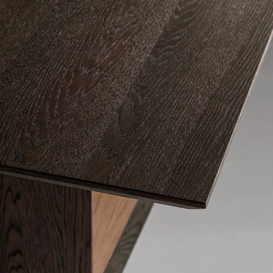 Fixed Table with Bevelled Top and Two-Tone Base Made in Italy - Jadis Viadurini