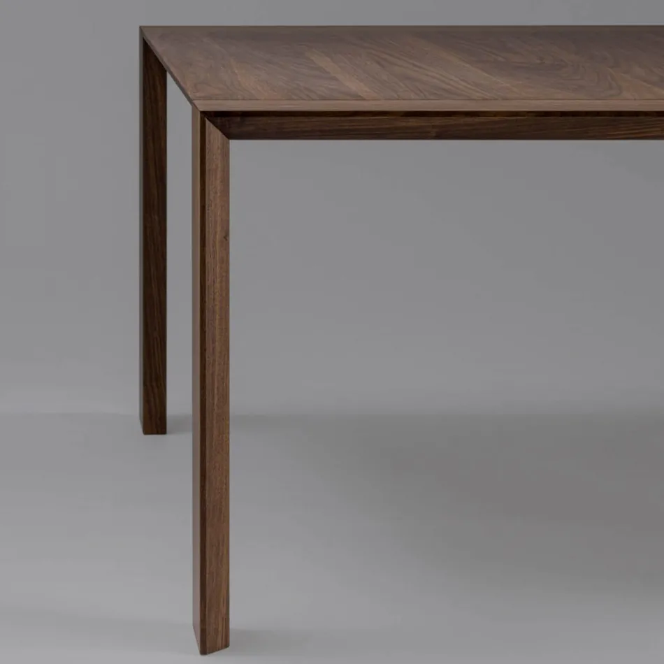 Fixed Table with Bevelled Top in Canaletto Walnut Made in Italy - Caspian Viadurini