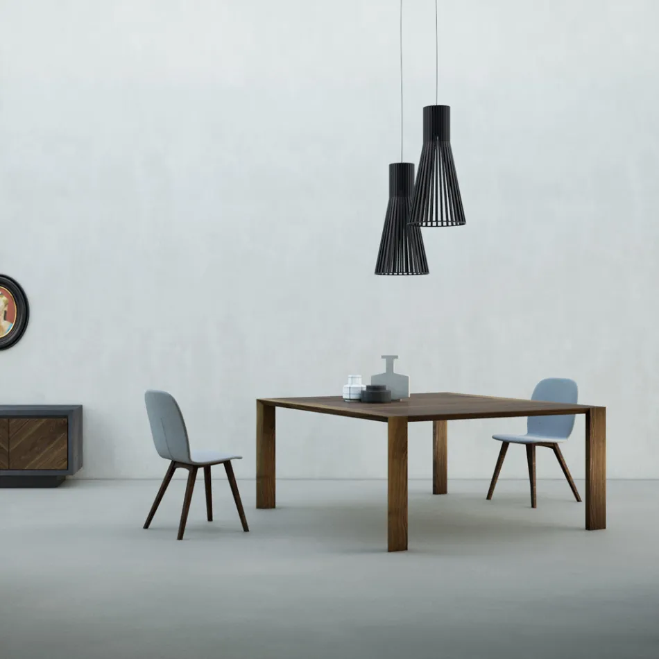 Fixed Table with Bevelled Top in Canaletto Walnut Made in Italy - Caspian Viadurini