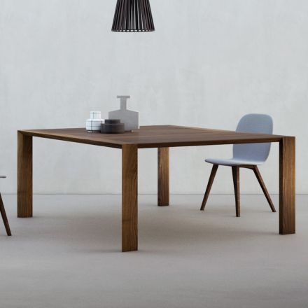 Fixed Table with Bevelled Top in Canaletto Walnut Made in Italy - Caspian Viadurini
