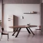 Fixed Table with Elliptical Top and Beveled Edge Made in Italy - Tirian Viadurini
