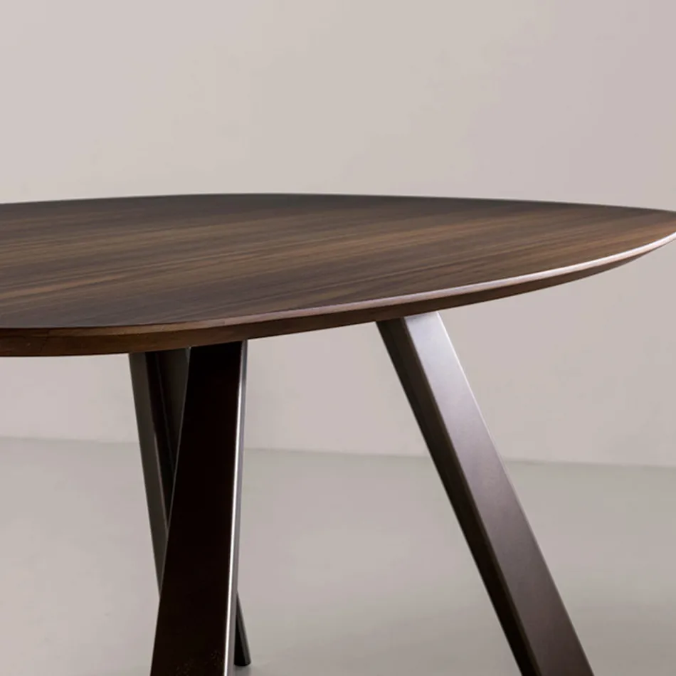 Fixed Table with Elliptical Top and Beveled Edge Made in Italy - Tirian Viadurini