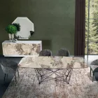 Fixed Table with Barrel Ceramic Top and Steel Base Made in Italy - Ezzellino Viadurini