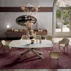 Fixed Table with Polished Silver Onyx Ceramic Top Made in Italy - Grotta Viadurini