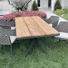 Fixed Outdoor Table 220x100 cm in Aluminium and Solid Teak - Nara Viadurini