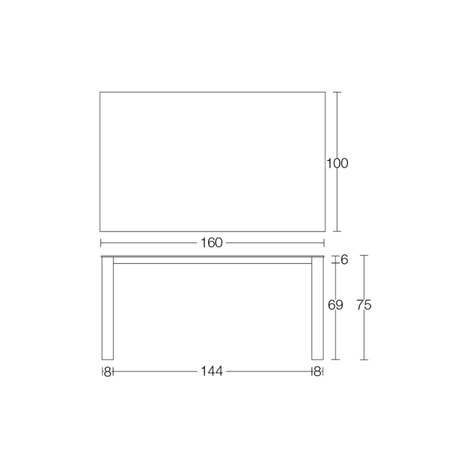 Fixed Outdoor Table in Hpl Alicante and Metal Base Made in Italy - Carl Viadurini