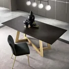 Fixed Dining Table with Veneered Wood Top Made in Italy - Tecna Viadurini