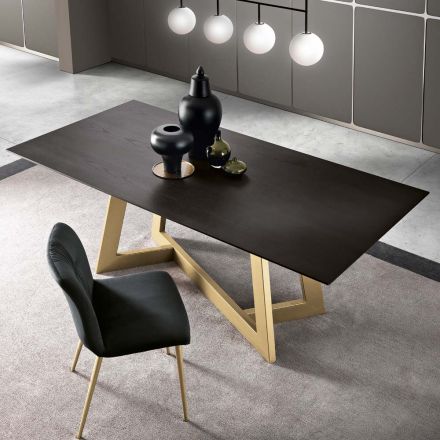 Fixed Dining Table with Veneered Wood Top Made in Italy - Tecna Viadurini