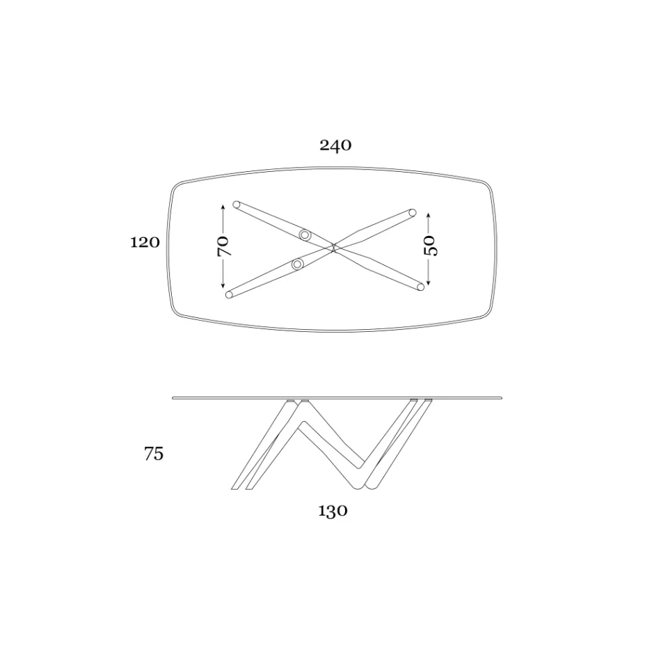 Fixed Dining Table in Glass and Rigid Polyurethane Made in Italy - Lavender Viadurini