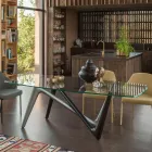 Fixed Dining Table in Glass and Rigid Polyurethane Made in Italy - Lavender Viadurini