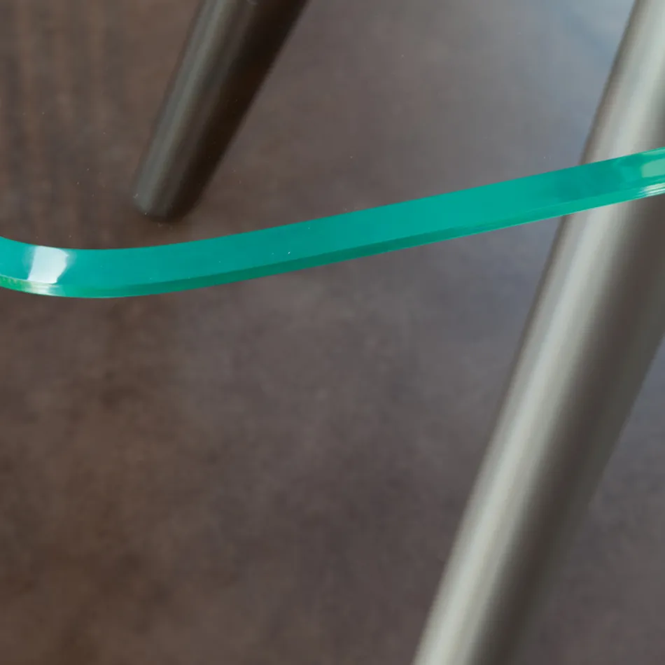 Fixed Dining Table in Glass and Rigid Polyurethane Made in Italy - Lavender Viadurini