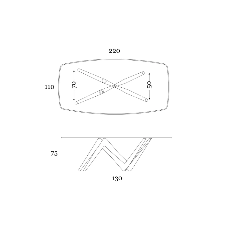 Fixed Dining Table in Glass and Rigid Polyurethane Made in Italy - Lavender Viadurini