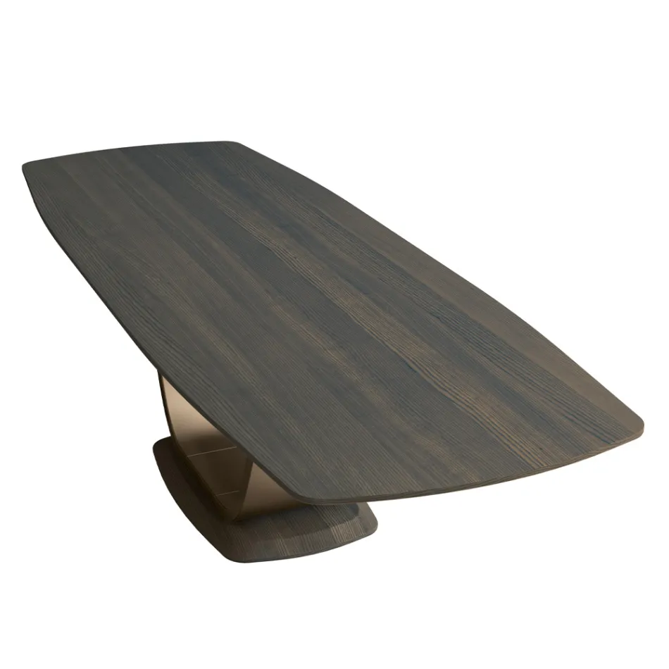 Fixed Lounge Table in Solid Wood with Central Pedestal - Luuk Viadurini