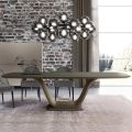 Fixed Lounge Table in Solid Wood with Central Pedestal - Luuk