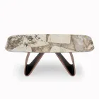 Fixed Lounge Table with Wooden Base Made in Italy - Equatore Viadurini