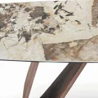 Fixed Lounge Table with Wooden Base Made in Italy - Equatore Viadurini