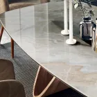 Fixed Lounge Table with Wooden Base Made in Italy - Equatore Viadurini