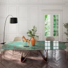 Fixed Lounge Table with Wooden Base Made in Italy - Equatore Viadurini