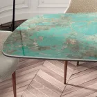 Fixed Lounge Table with Wooden Base Made in Italy - Equatore Viadurini