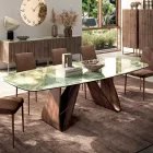 Fixed Lounge Table with Wooden Base Made in Italy - Equatore Viadurini