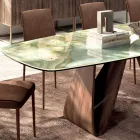 Fixed Lounge Table with Wooden Base Made in Italy - Equatore Viadurini