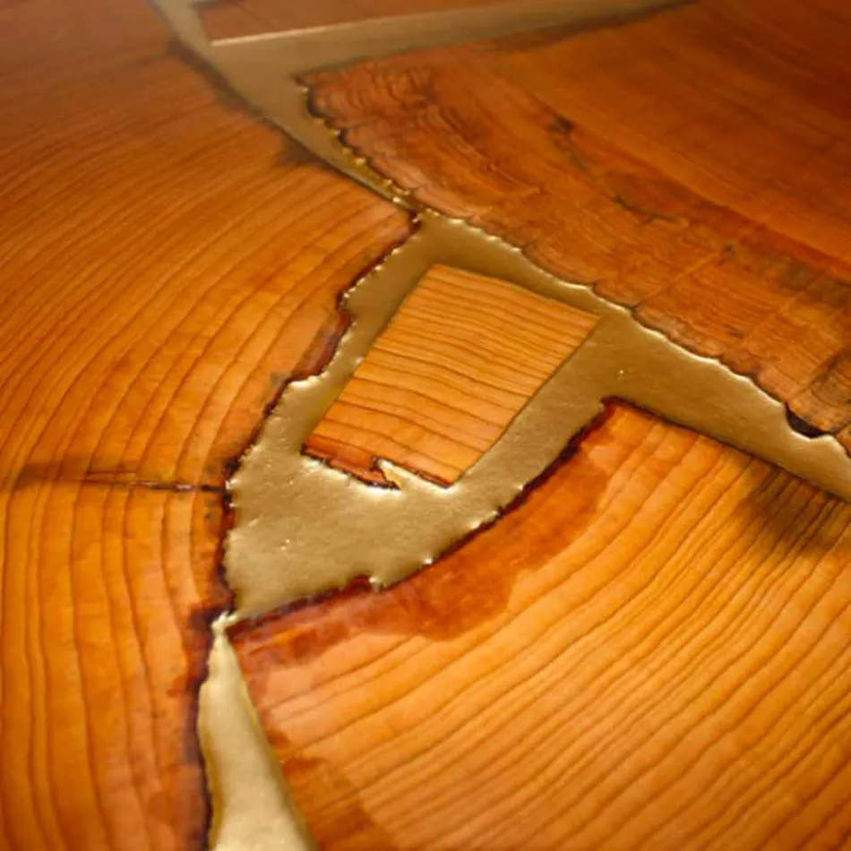 Fixed table of rectangular wood and resin design made in Italy Jam Viadurini