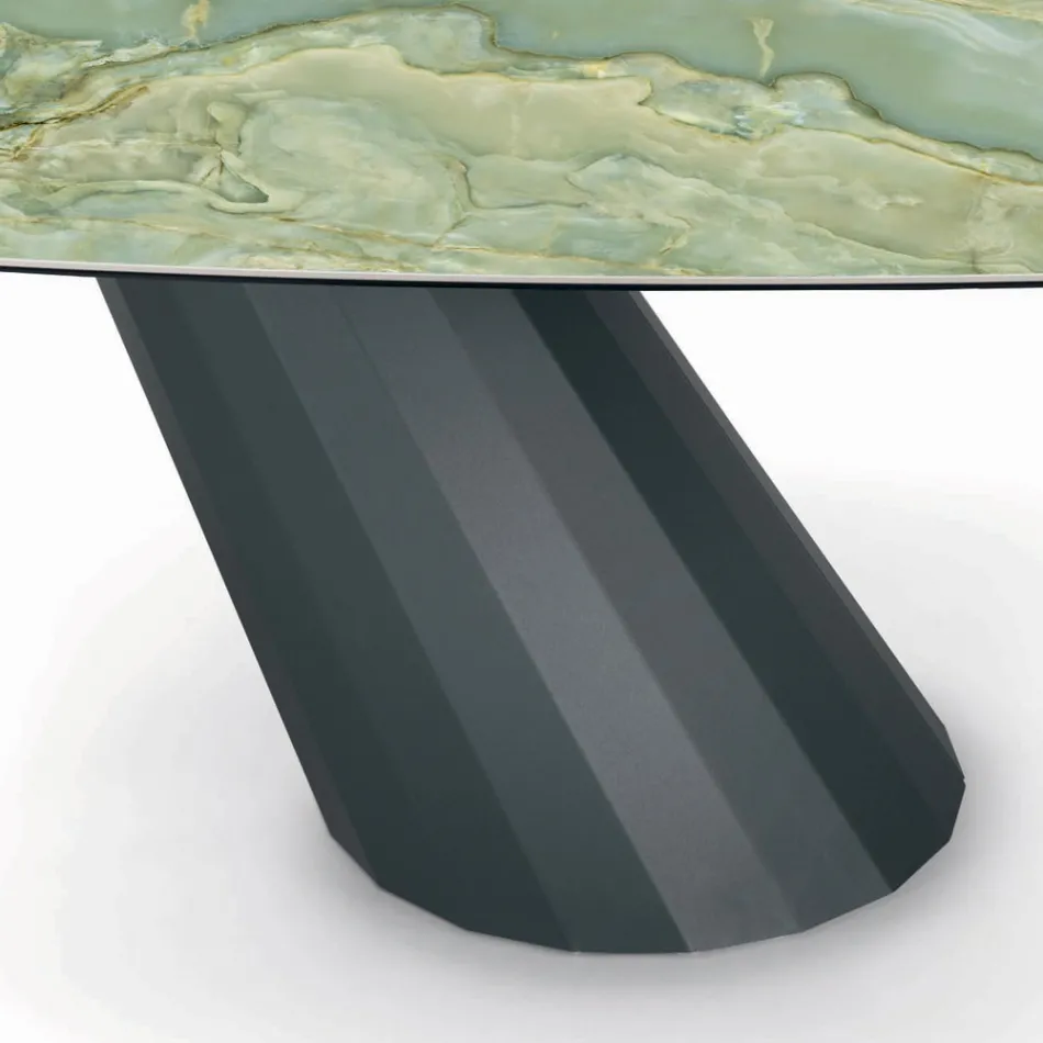 Fixed Steel Table and Ceramic Top Made in Italy - Trousers Viadurini