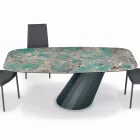 Fixed Steel Table and Ceramic Top Made in Italy - Trousers Viadurini